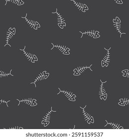 Cute Fish bones Seamless pattern. Cartoon Fish skeleton, background. Vector Illustration.