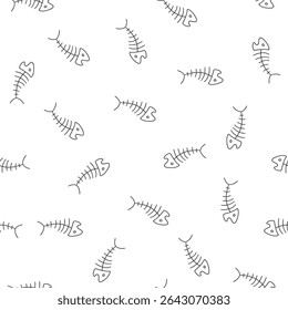 Cute Fish bones Seamless pattern. Cartoon Fish skeleton, background. Vector Illustration.