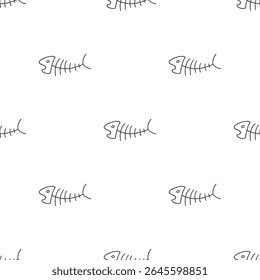 Cute Fish bones Seamless pattern. Cartoon Fish skeleton, background. Vector Illustration.