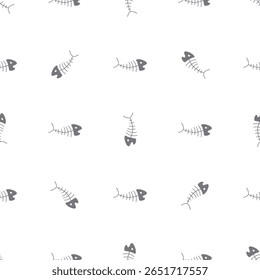 Cute Fish bones Seamless pattern. Cartoon Fish skeleton, background. Vector Illustration.