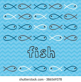 cute fish card design.Vector Illustration