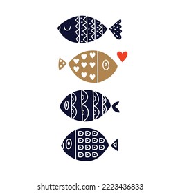 Cute fish card. Illustration. Kids illustration.