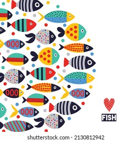 Cute fish card. Kids illustration.
