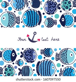Cute fish card. Sea motif.