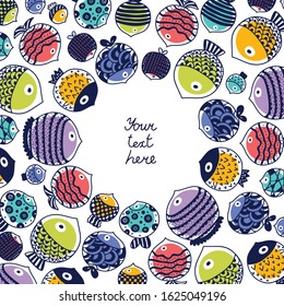 Cute fish card. Sea motif.
