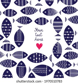 Cute fish card. Sea motif.