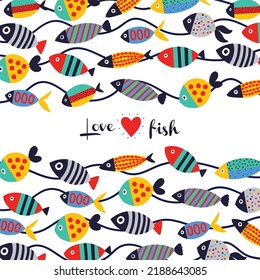 Cute fish card. Sea motif.