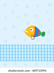 cute fish card vector