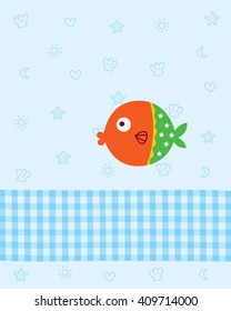 cute fish card vector