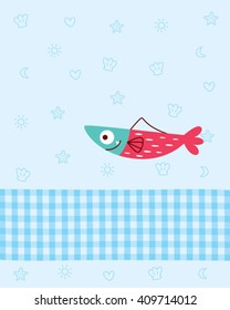 cute fish card vector