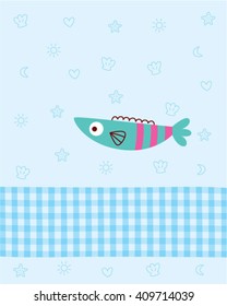 cute fish card vector
