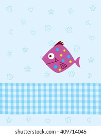 cute fish card vector