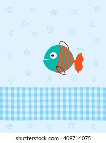 cute fish card vector