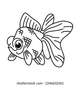 Dibujo vectorial de personajes de dibujos animados de peces. Para los niños coloreando el libro.