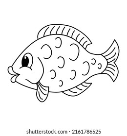 Cute fish cartoon coloring page illustration vector. For kids coloring book.