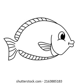 Cute fish cartoon coloring page illustration vector. For kids coloring book.
