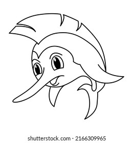 Cute fish cartoon coloring page illustration vector. For kids coloring book.