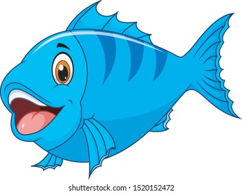 Cute fish cartoon isolated on white background