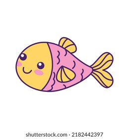 cute fish cartoon isolated . vector illustration