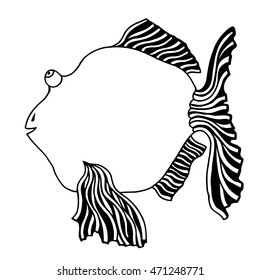 cute fish cartoon, line art, coloring. Vector illustration image, isolated on white