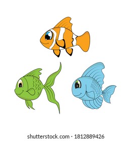 dibujos animados de peces lindos ilustración vectorial simple