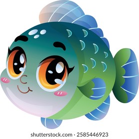 cute fish cartoon smiling vector illustration, eps 10 file, drawing no AI generated.