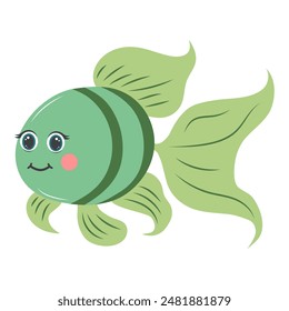 Cute fish. Cartoon tropical fish character. Flat cartoon vector illustration isolated on white background.