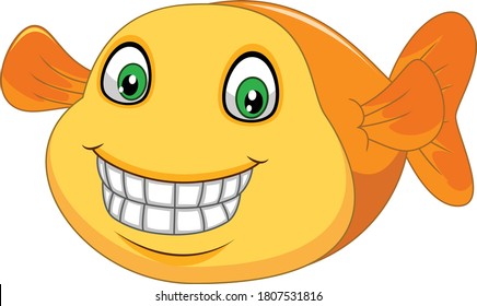 Cute fish cartoon vector art and illustration