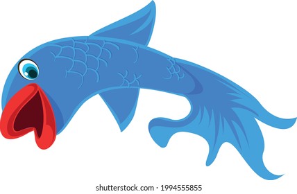 Cute Fish cartoon vector art and illustration