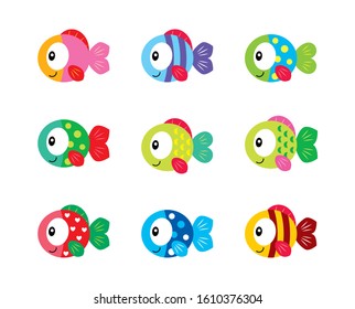 Cute Fish Cartoon Vector Collection Stock Vector (Royalty Free ...