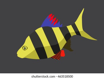 Cute fish cartoon. Vector flat