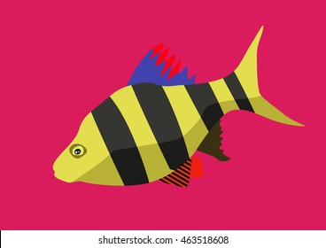 Cute fish cartoon. Vector flat
