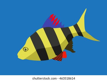 Cute fish cartoon. Vector flat