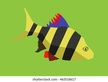 Cute fish cartoon. Vector flat