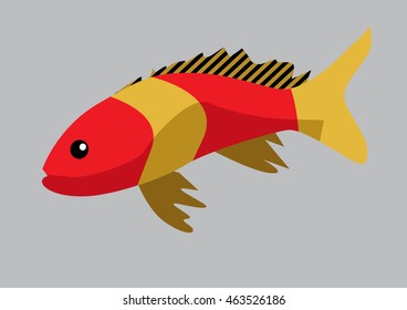 Cute fish cartoon - vector flat