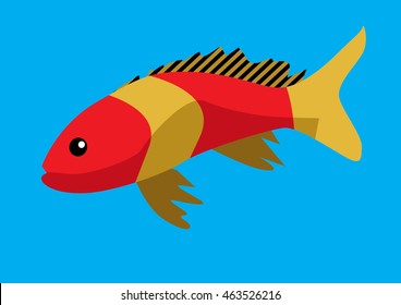 Cute fish cartoon - vector flat
