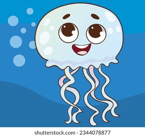 Cute Fish Cartoon Vector Icon Illustration. Sea Animal Icon Concept Isolated Premium Vector. Flat Cartoon Style