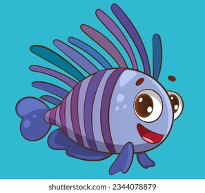 Cute Fish Cartoon Vector Icon Illustration. Sea Animal Icon Concept Isolated Premium Vector. Flat Cartoon Style