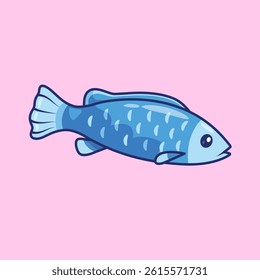 Cute Fish Cartoon Vector Icon Illustration. Animal Nature Icon Concept Isolated Premium Vector. Flat Cartoon Style