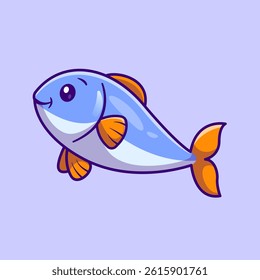 Cute Fish Cartoon Vector Icon Illustration. Animal Nature Icon Concept Isolated Premium Vector. Flat Cartoon Style
