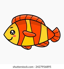 Cute fish cartoon vector isolated 