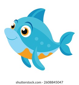 cute fish cartoon vector isolated on white background