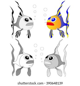 Cute fish cartoon vector isolated