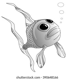 Cute fish cartoon vector isolated