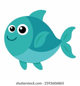 Cute fish cartoon vector on white background.