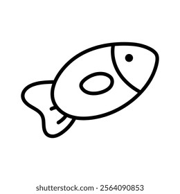 Cute fish. Cat toy. Black and white illustration, hand drawn coloring.