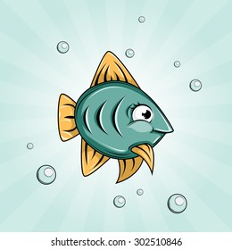 Cute fish. Character design. Underwater. Sea life. Smile face. Icon