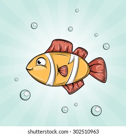 Cute fish. Character design. Underwater. Sea life. Smile face. Icon