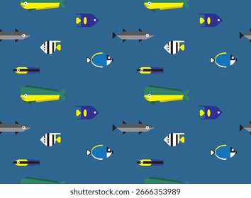 Cute Fish Character Seamless Background Wallpaper Pattern 3 mahi mahi
