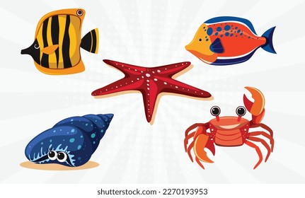 Cute fish collection design eps vector designs 